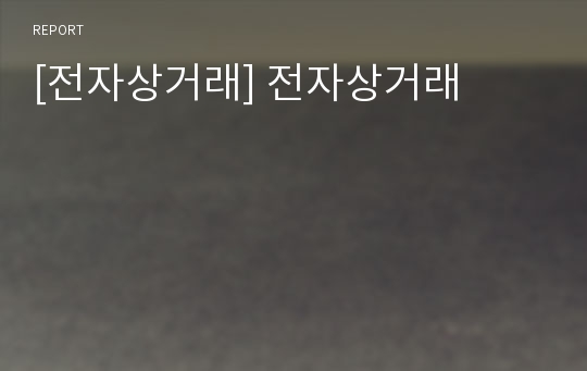 [전자상거래] 전자상거래