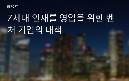 Z세대 인재를 영입을 위한 벤처 기업의 대책