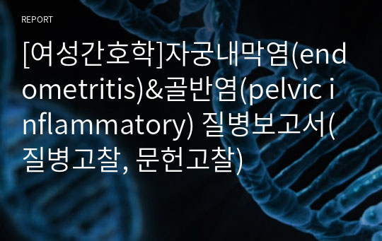 [여성간호학]자궁내막염(endometritis)&amp;골반염(pelvic inflammatory) 질병보고서(질병고찰, 문헌고찰)