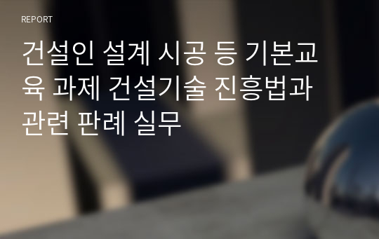 건설인 설계 시공 등 기본교육 과제 건설기술 진흥법과 관련 판례 실무