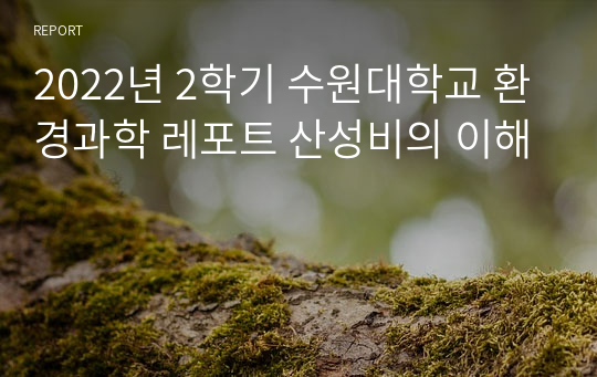 2022년 2학기 수원대학교 환경과학 A+ 레포트 산성비의 이해