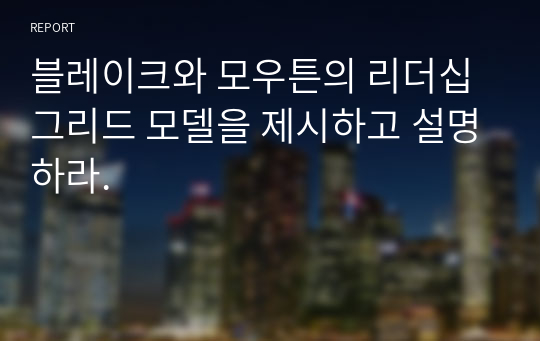 블레이크와 모우튼의 리더십 그리드 모델을 제시하고 설명하라.