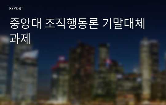 중앙대 조직행동론 기말대체과제