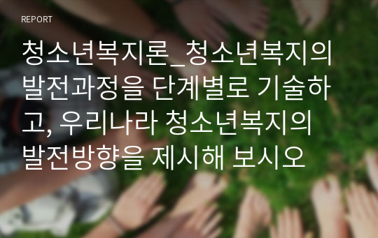 청소년복지론_청소년복지의 발전과정을 단계별로 기술하고, 우리나라 청소년복지의 발전방향을 제시해 보시오