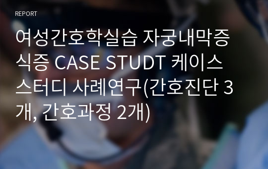 &gt;후회없음&lt;여성간호학실습 자궁내막증식증 CASE STUDT 케이스 스터디 사례연구(간호진단 3개, 간호과정 2개)