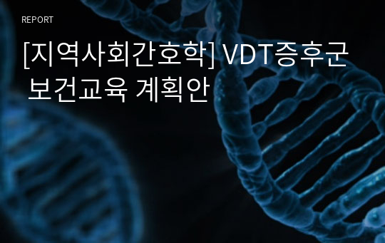 [지역사회간호학] VDT증후군 보건교육 계획안