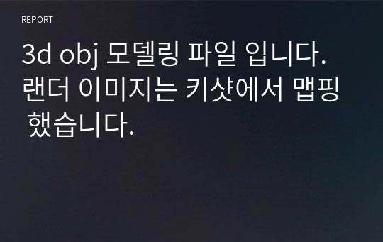 3d obj 모델링 파일 입니다. 랜더 이미지는 키샷에서 맵핑 했습니다.