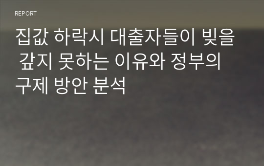 집값 하락시 대출자들이 빚을 갚지 못하는 이유와 정부의 구제 방안 분석