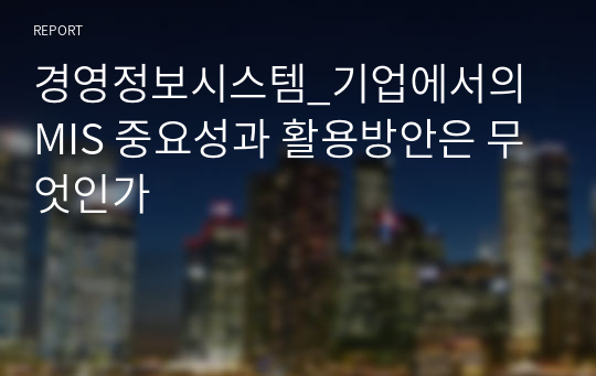 경영정보시스템_기업에서의 MIS 중요성과 활용방안은 무엇인가