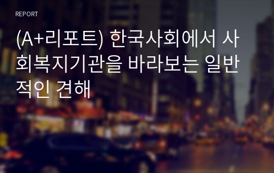 (A+리포트) 한국사회에서 사회복지기관을 바라보는 일반적인 견해