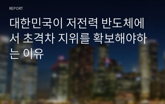 대한민국이 저전력 반도체에서 초격차 지위를 확보해야하는 이유