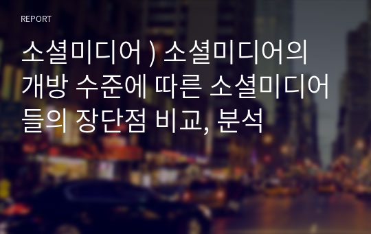 소셜미디어 ) 소셜미디어의 개방 수준에 따른 소셜미디어들의 장단점 비교, 분석