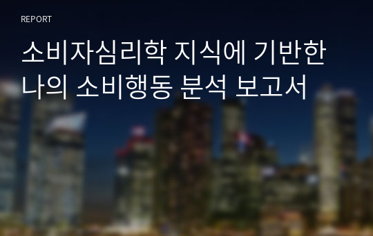 소비자심리학 지식에 기반한 나의 소비행동 분석 보고서