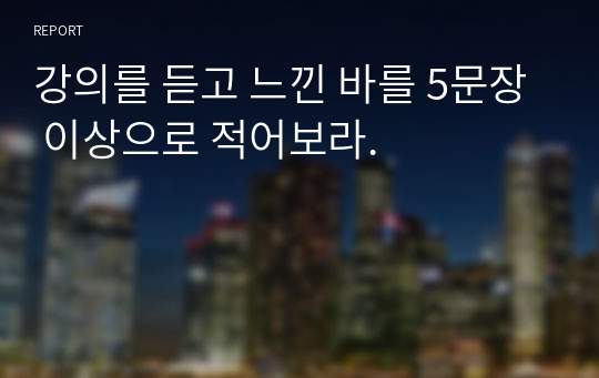 강의를 듣고 느낀 바를 5문장 이상으로 적어보라.