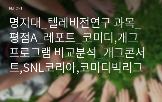 명지대_텔레비전연구 과목_평점A_레포트_코미디,개그 프로그램 비교분석_개그콘서트,SNL코리아,코미디빅리그