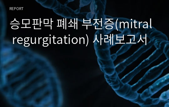 승모판막 폐쇄 부전증(mitral regurgitation) 사례보고서