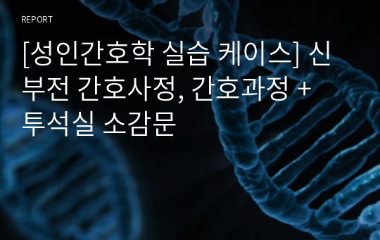 [성인간호학 실습 케이스] 신부전 간호사정, 간호과정 + 투석실 소감문