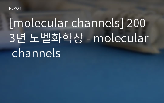 [molecular channels] 2003년 노벨화학상 - molecular channels