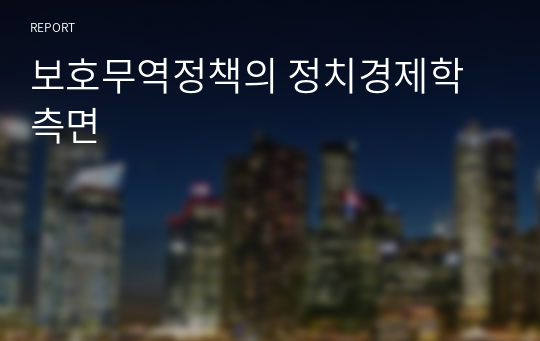 보호무역정책의 정치경제학 측면