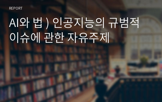 AI와 법 ) 인공지능의 규범적 이슈에 관한 자유주제