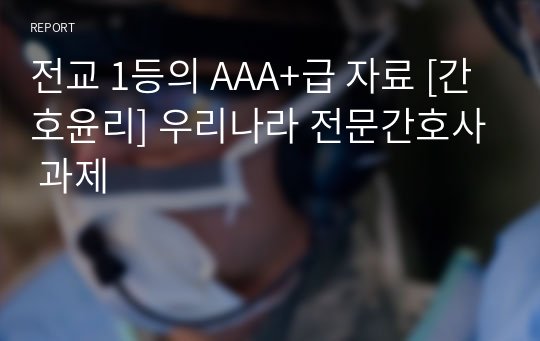 전교 1등의 AAA+급 자료 [간호윤리] 우리나라 전문간호사 과제