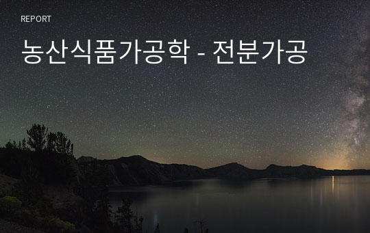 농산식품가공학 - 전분가공