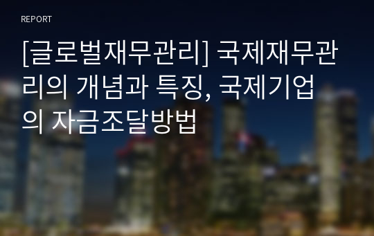 [글로벌재무관리] 국제재무관리의 개념과 특징, 국제기업의 자금조달방법