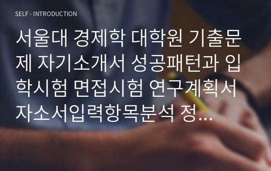 서울대 경제학 대학원 기출문제 자기소개서 성공패턴과 입학시험 면접시험 연구계획서 자소서입력항목분석 정성적문제 정량적문제