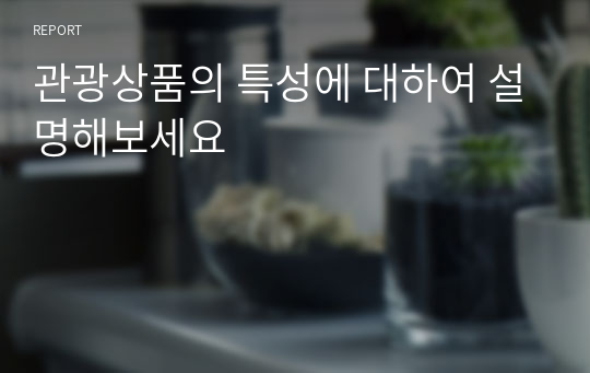 관광상품의 특성에 대하여 설명해보세요