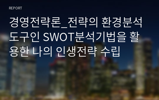 경영전략론_전략의 환경분석 도구인 SWOT분석기법을 활용한 나의 인생전략 수립