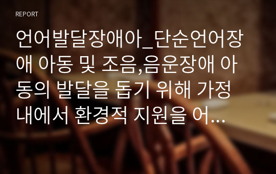 언어발달장애아_단순언어장애 아동 및 조음,음운장애 아동의 발달을 돕기 위해 가정 내에서 환경적 지원을 어떻게 하는 것이 도움이 되는지 근거를 제시하여 서술하시오