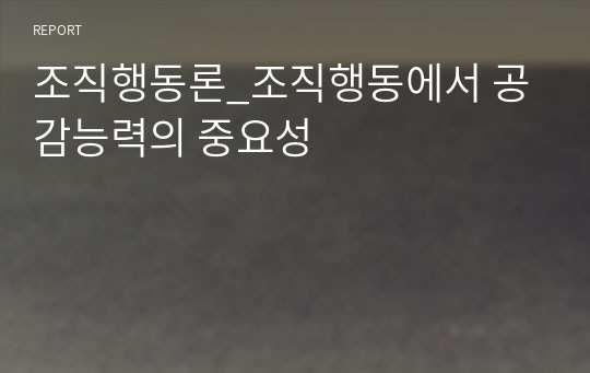 조직행동론_조직행동에서 공감능력의 중요성