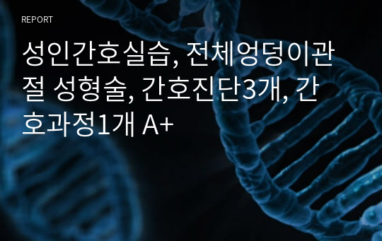 성인간호실습, 전체엉덩이관절 성형술, 간호진단3개, 간호과정1개 A+