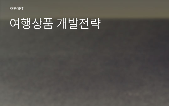 여행상품 개발전략