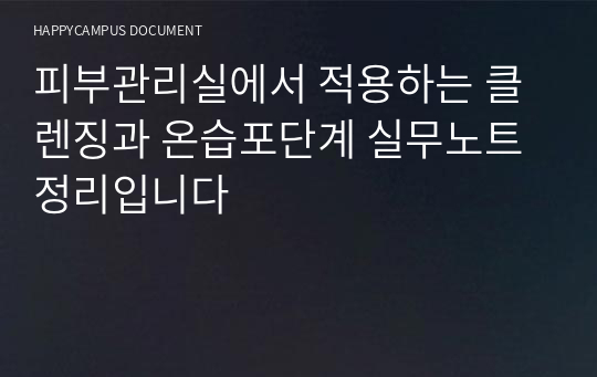 피부관리실에서 적용하는 클렌징과 온습포단계 실무노트정리입니다