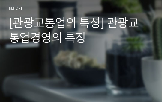 [관광교통업의 특성] 관광교통업경영의 특징