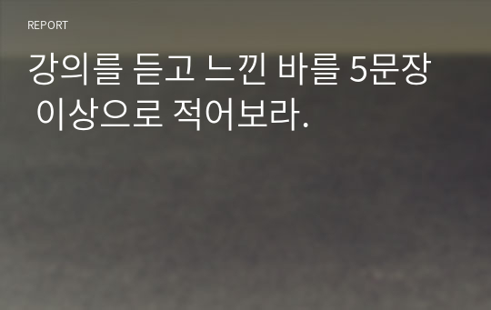 강의를 듣고 느낀 바를 5문장 이상으로 적어보라.