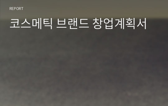 코스메틱 브랜드 창업계획서