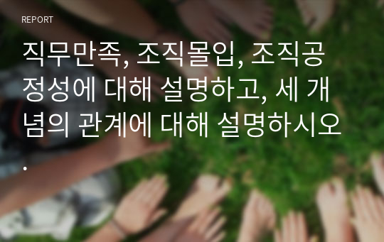 직무만족, 조직몰입, 조직공정성에 대해 설명하고, 세 개념의 관계에 대해 설명하시오.