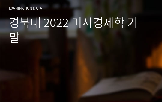 경북대 2022 미시경제학 기말