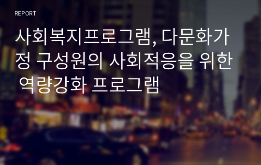 사회복지프로그램, 다문화가정 구성원의 사회적응을 위한 역량강화 프로그램