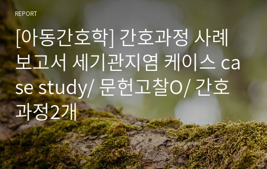 [아동간호학] 간호과정 사례보고서 세기관지염 케이스 case study/ 문헌고찰O/ 간호과정2개