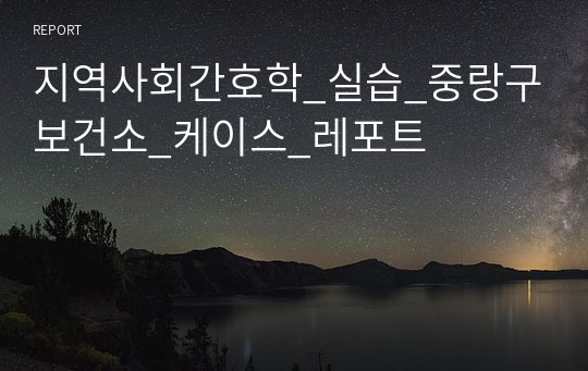 지역사회간호학_실습_중랑구보건소_케이스_레포트