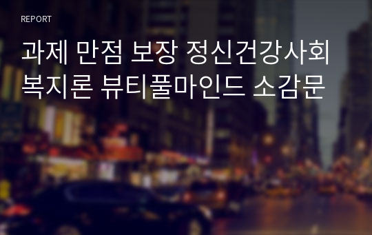 과제 만점 보장 정신건강사회복지론 뷰티풀마인드 소감문