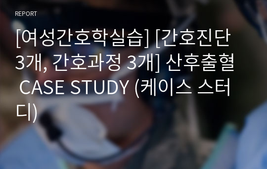 [여성간호학실습] [간호진단 3개, 간호과정 3개] 산후출혈 CASE STUDY (케이스 스터디)