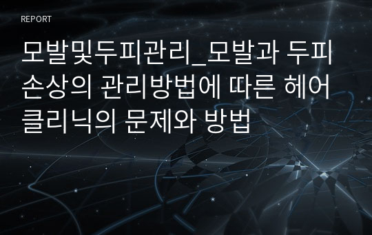 모발및두피관리_모발과 두피손상의 관리방법에 따른 헤어클리닉의 문제와 방법