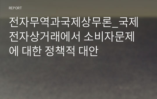 전자무역과국제상무론_국제전자상거래에서 소비자문제에 대한 정책적 대안