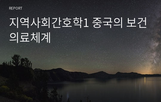 지역사회간호학1 중국의 보건의료체계