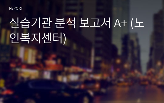 실습기관 분석 보고서 A+ (노인복지센터)