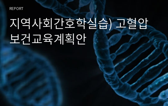 지역사회간호학실습) 고혈압 보건교육계획안